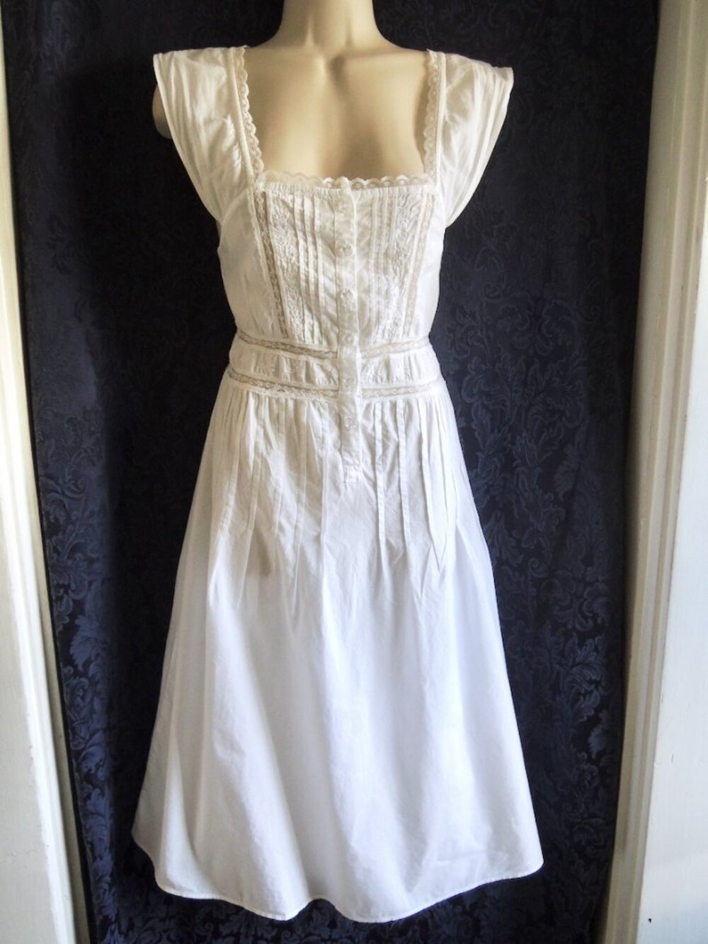Fairy Dust White Cotton Lace Cottagecore Romantasy Dress Dirndl S